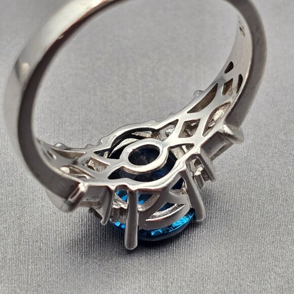 Sterling Silver London Blue Topaz Cathedral Ring Size 10 Signed SUN 5.09g - Picture 5 of 15